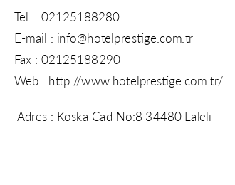 Prestige Hotel stanbul iletiim bilgileri